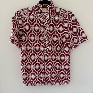 Sezane Dalhia Shirt Burgundy With Ecru Embroidery - Size 36